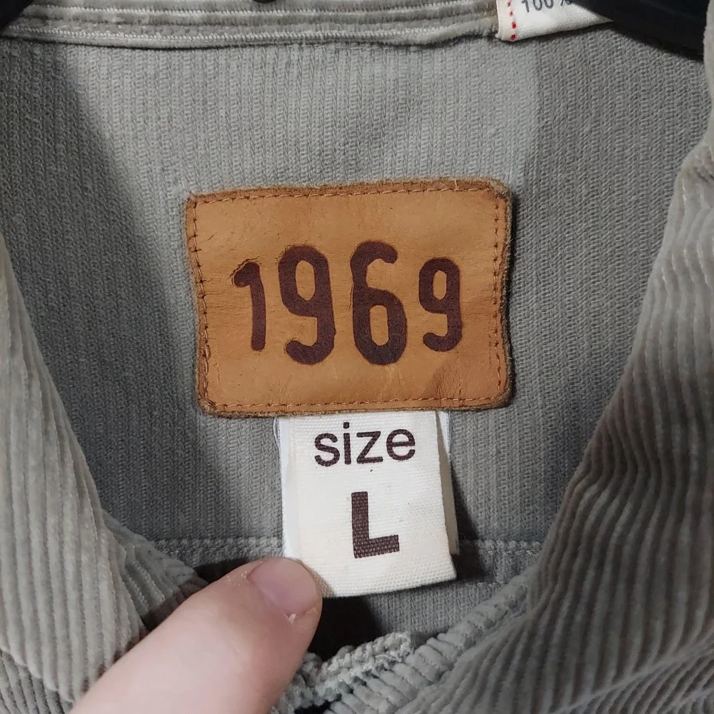 Gap Jacket Mens Large Beige Corduroy Button Front 1969 Trucker Bomber Casual